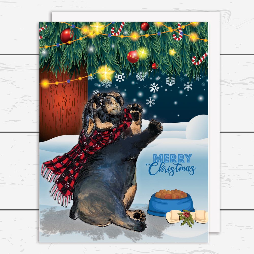 Bulldog Snowy Christmas Card