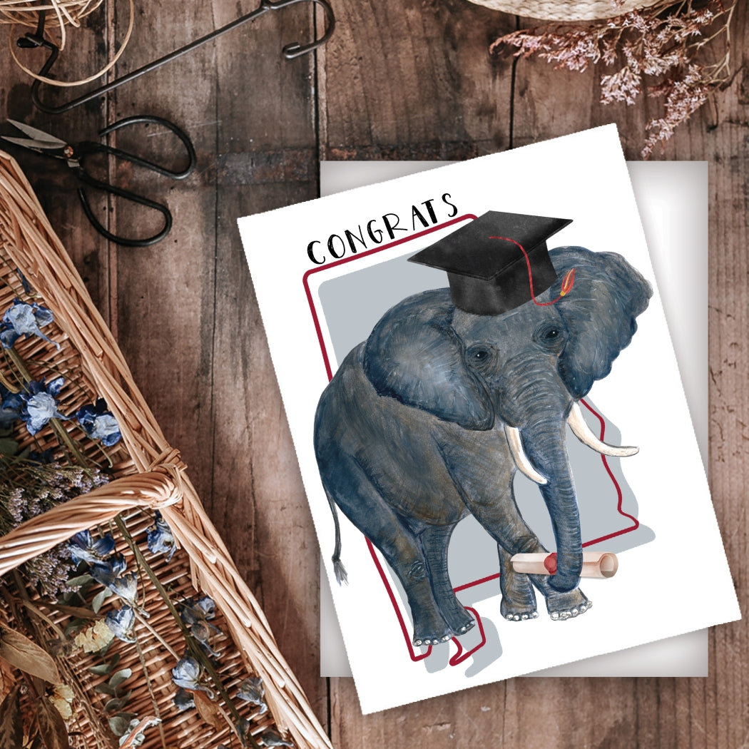 YAY-010 Alabama Elephant Graduation Card - Wholesale