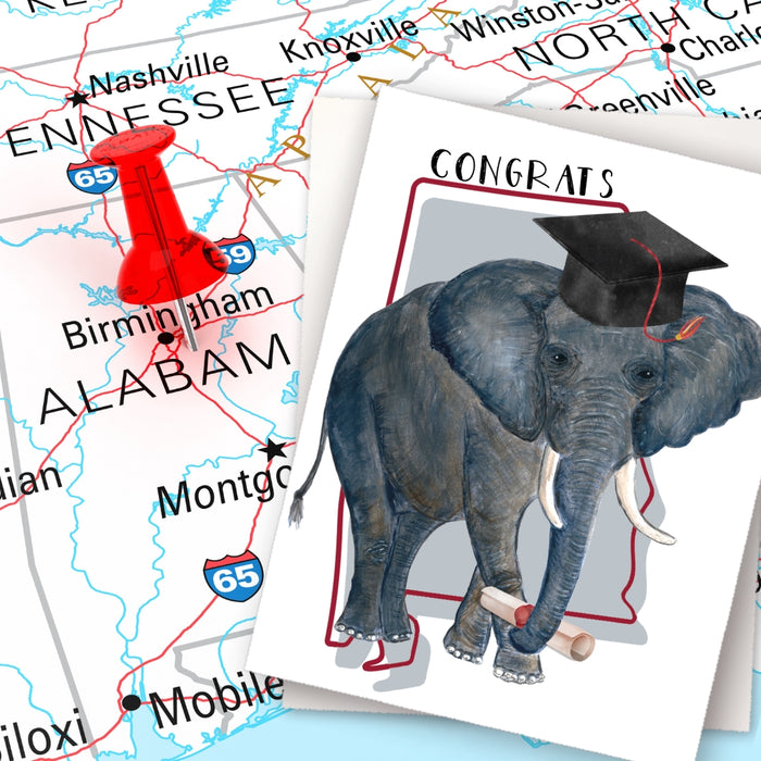 Alabama Elephant Graduation Card