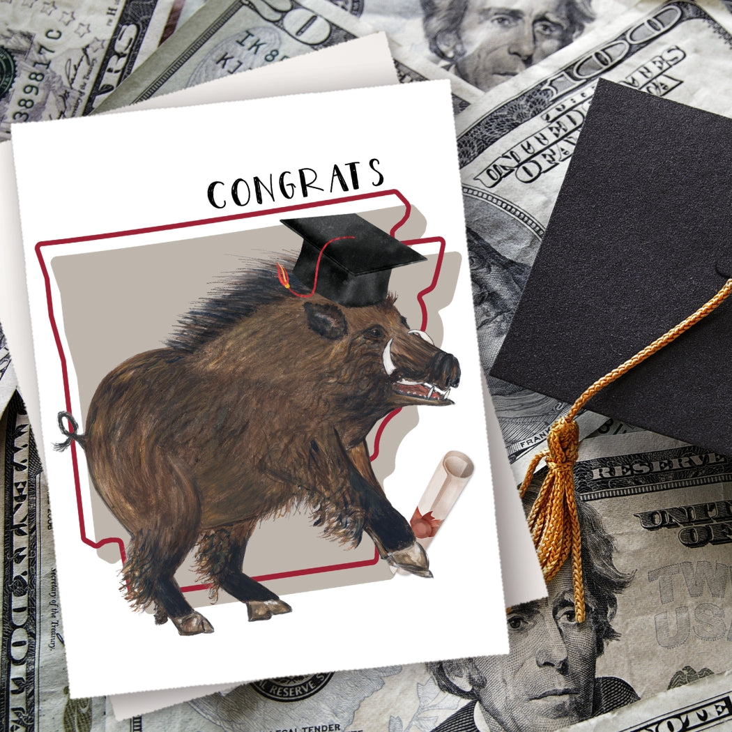 YAY-012 Arkansas Razorback Graduation Card - Wholesale