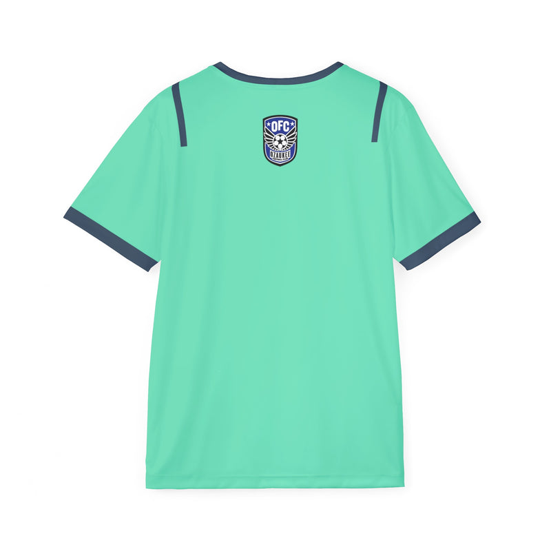 Custom Light Green & Navy Retro Soccer Jersey