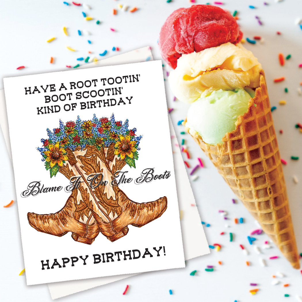 BDAY-001 Boot Scootin Birthday Card- Wholesale