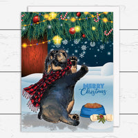 HOL-005 Bulldog Snowy Christmas Card - Wholesale