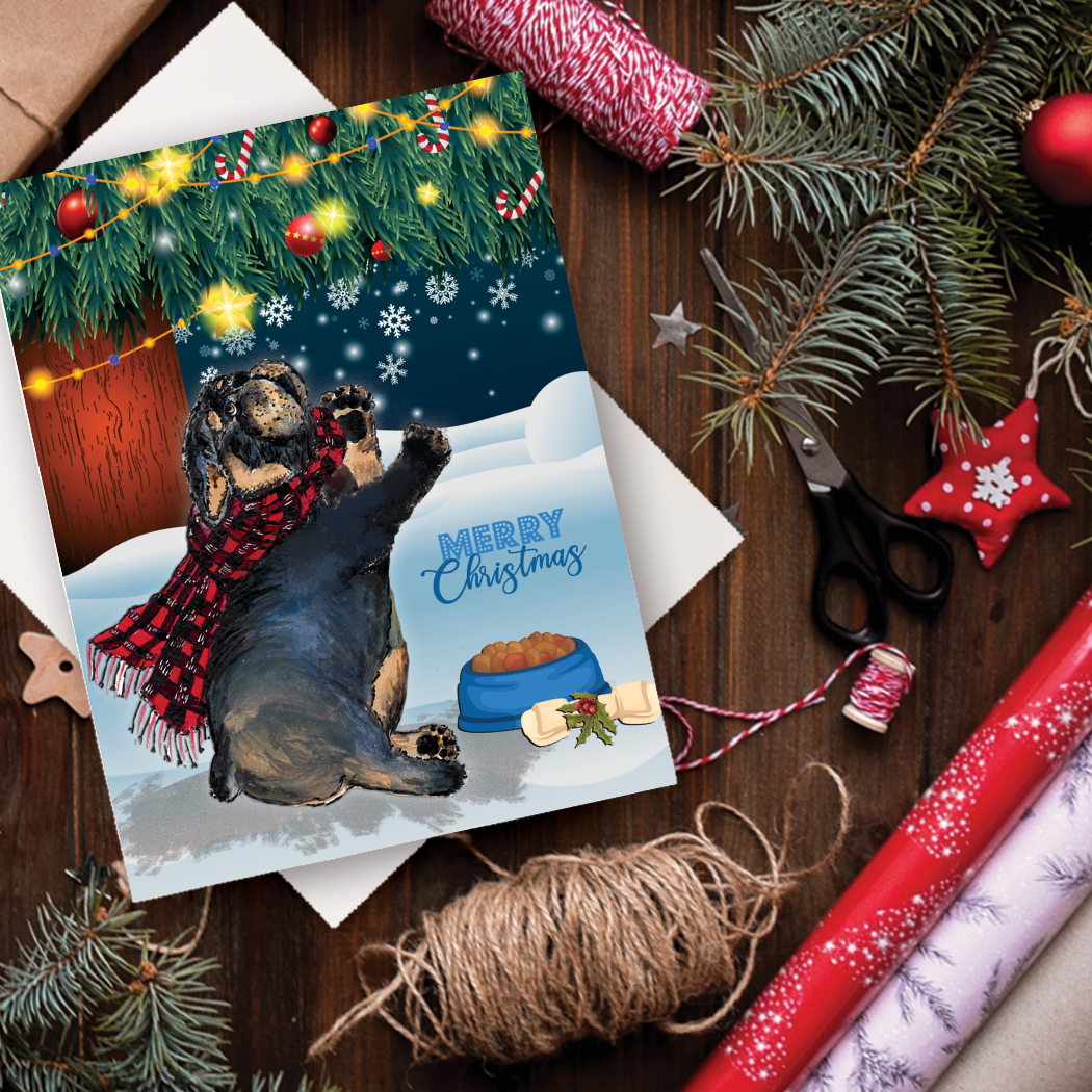 Bulldog Snowy Christmas Card