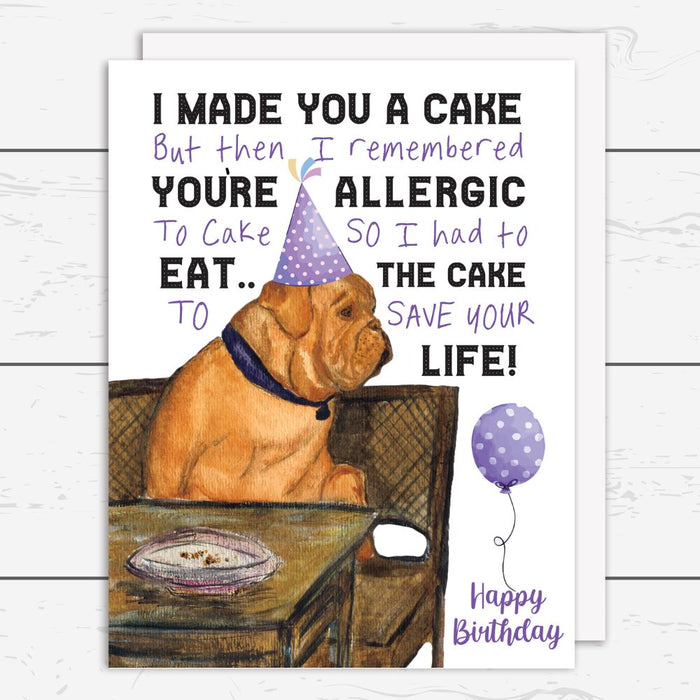 Cake Allergies Birthday Card