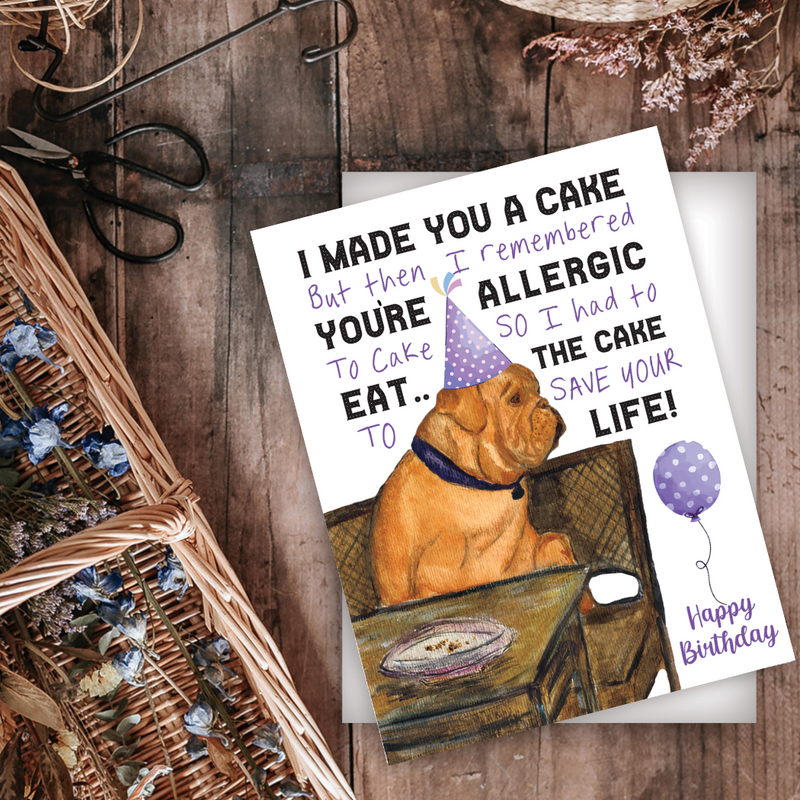 BDAY-005 Cake Allergies Birthday Card- Wholesale