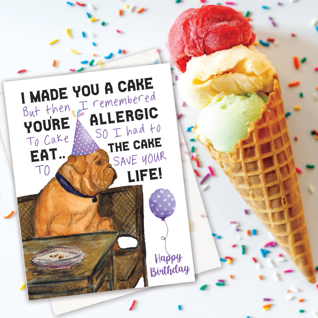 BDAY-005 Cake Allergies Birthday Card- Wholesale
