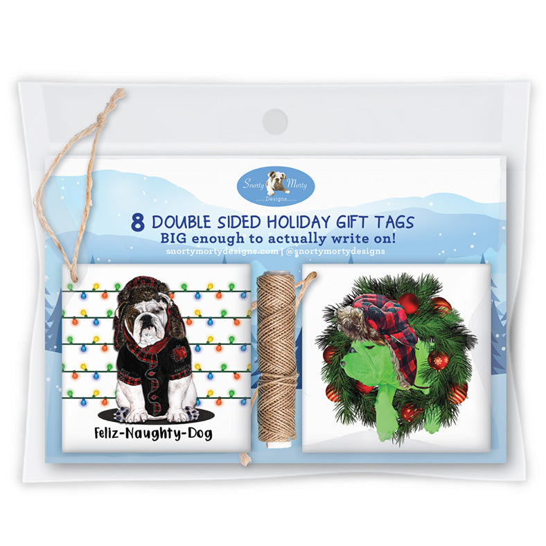 TAG-007 Christmas Bulldog Gift Tags - Wholesale