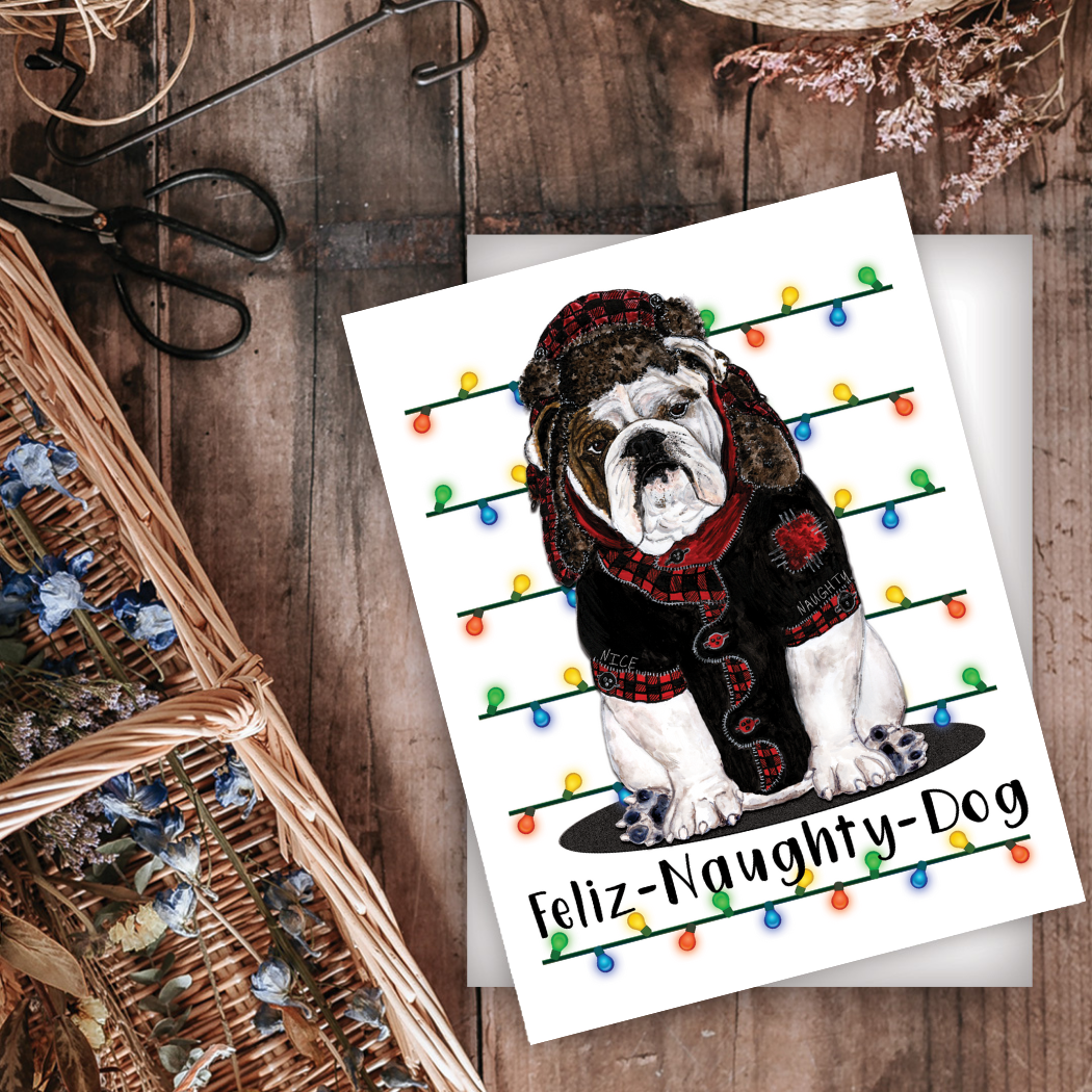 HOL-010 Feliz Naughty Dog Card - Wholesale