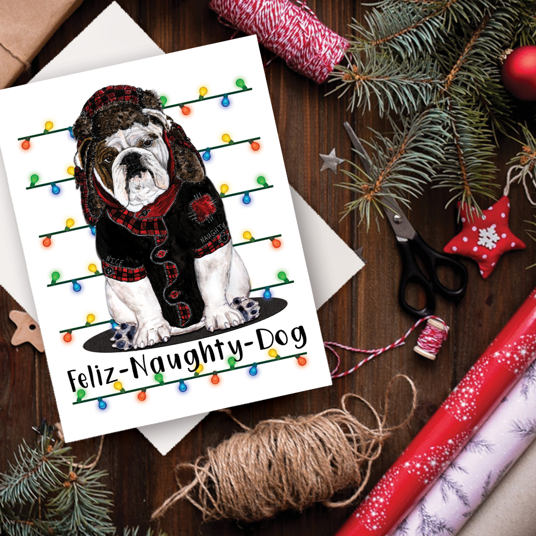 HOL-010 Feliz Naughty Dog Card - Wholesale