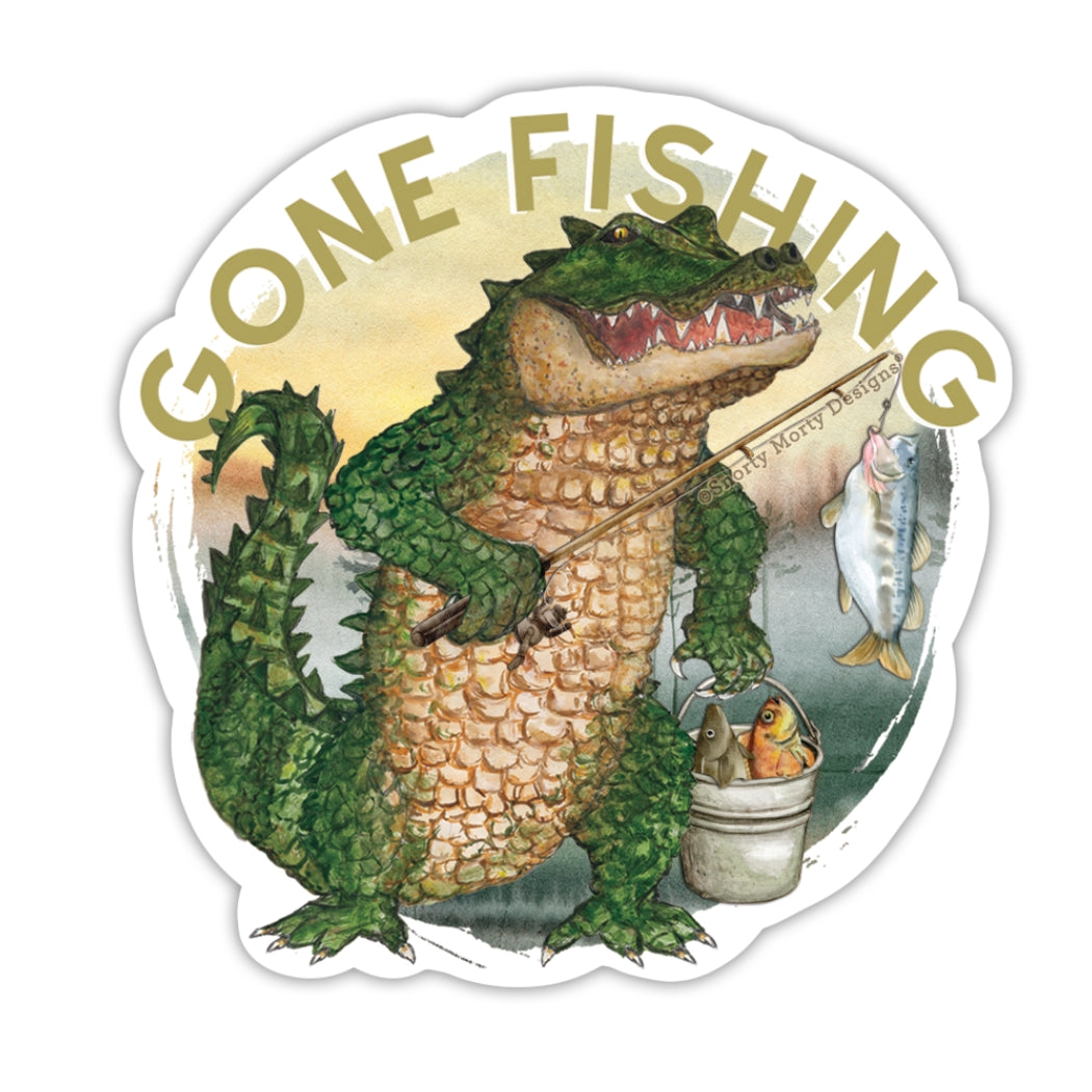 alligator fishing reel Gator Gone Fishing Sticker