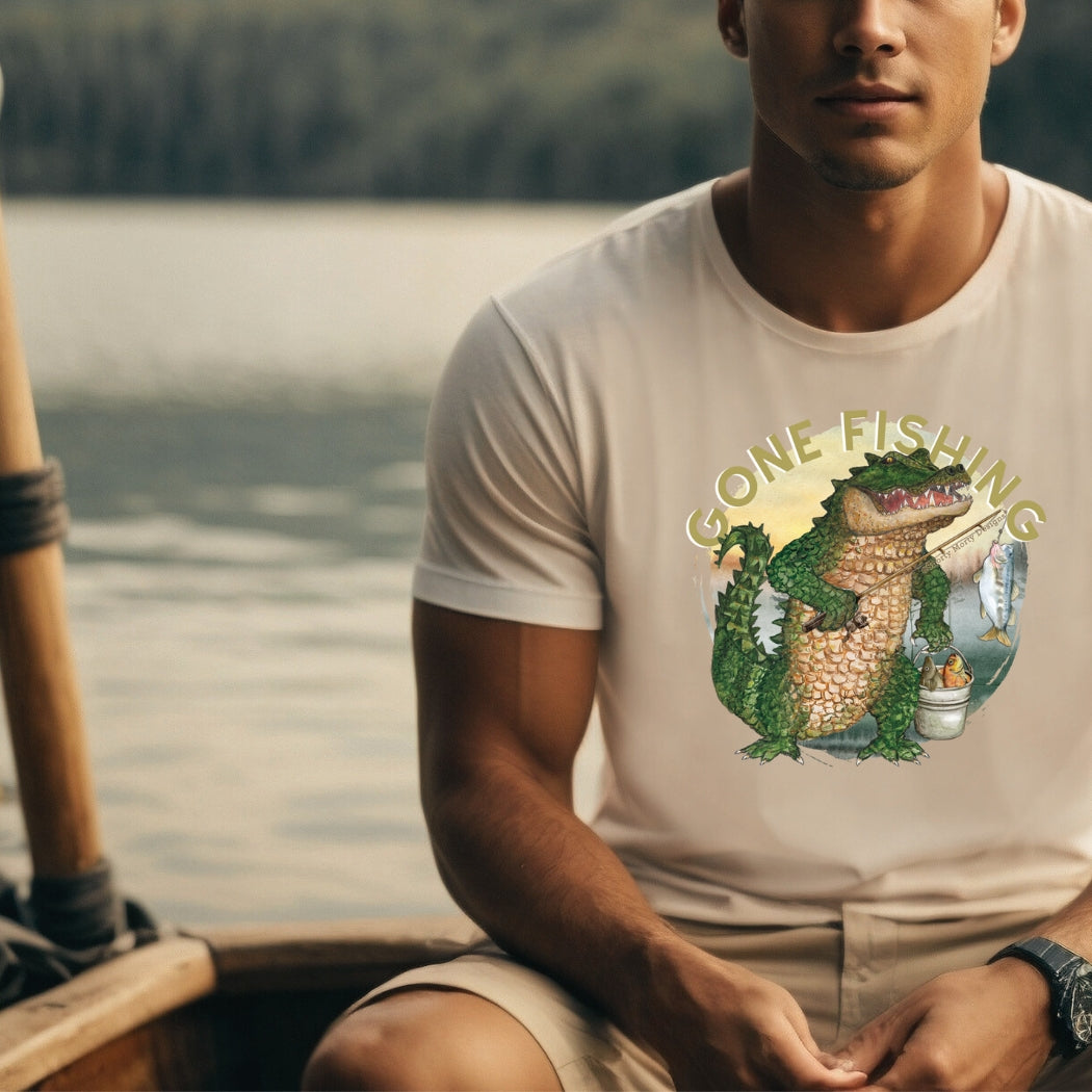 TS-003 Gator Gone Fishing Graphic T-Shirt - Wholesale