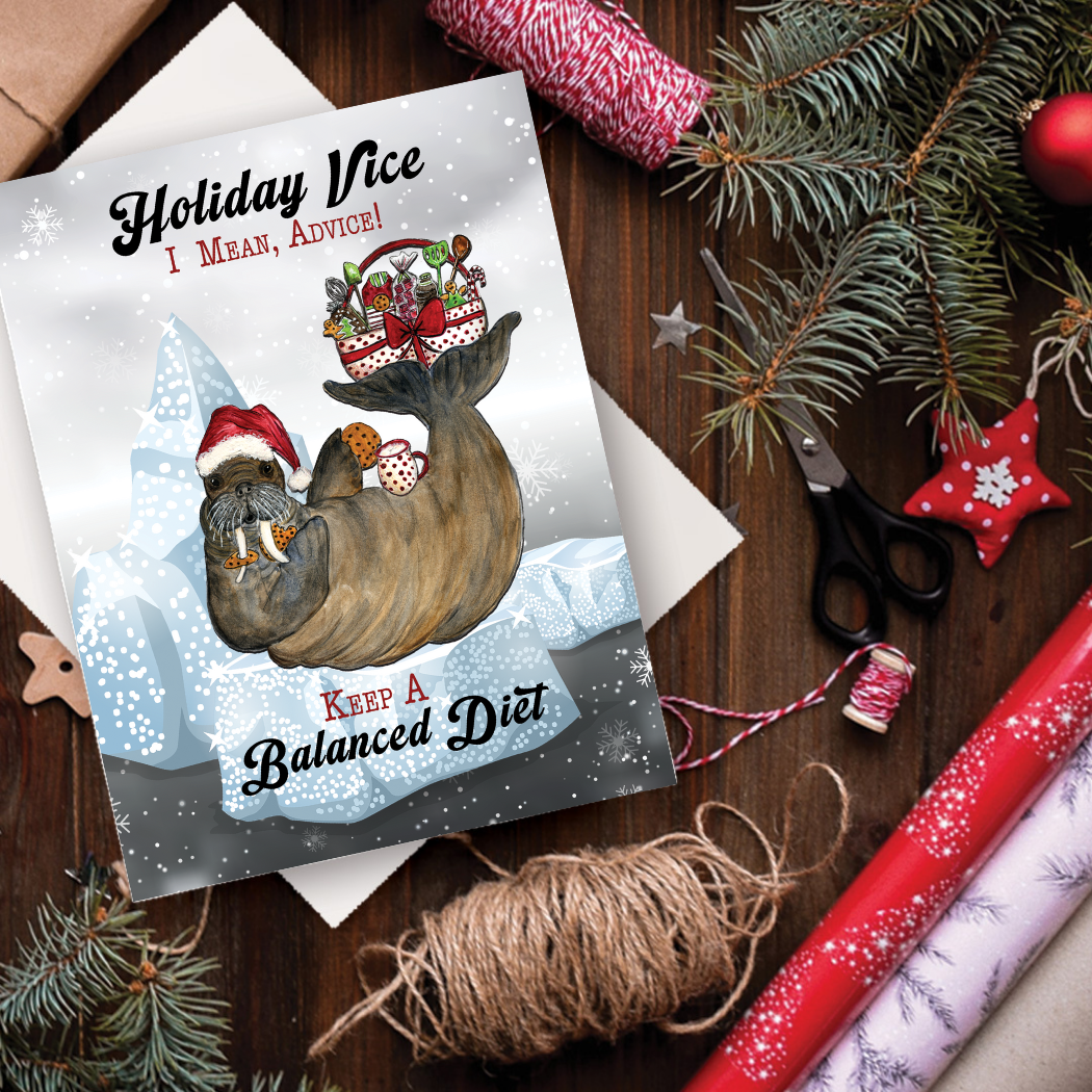 HOL-007 Holiday Walrus Card - Wholesale