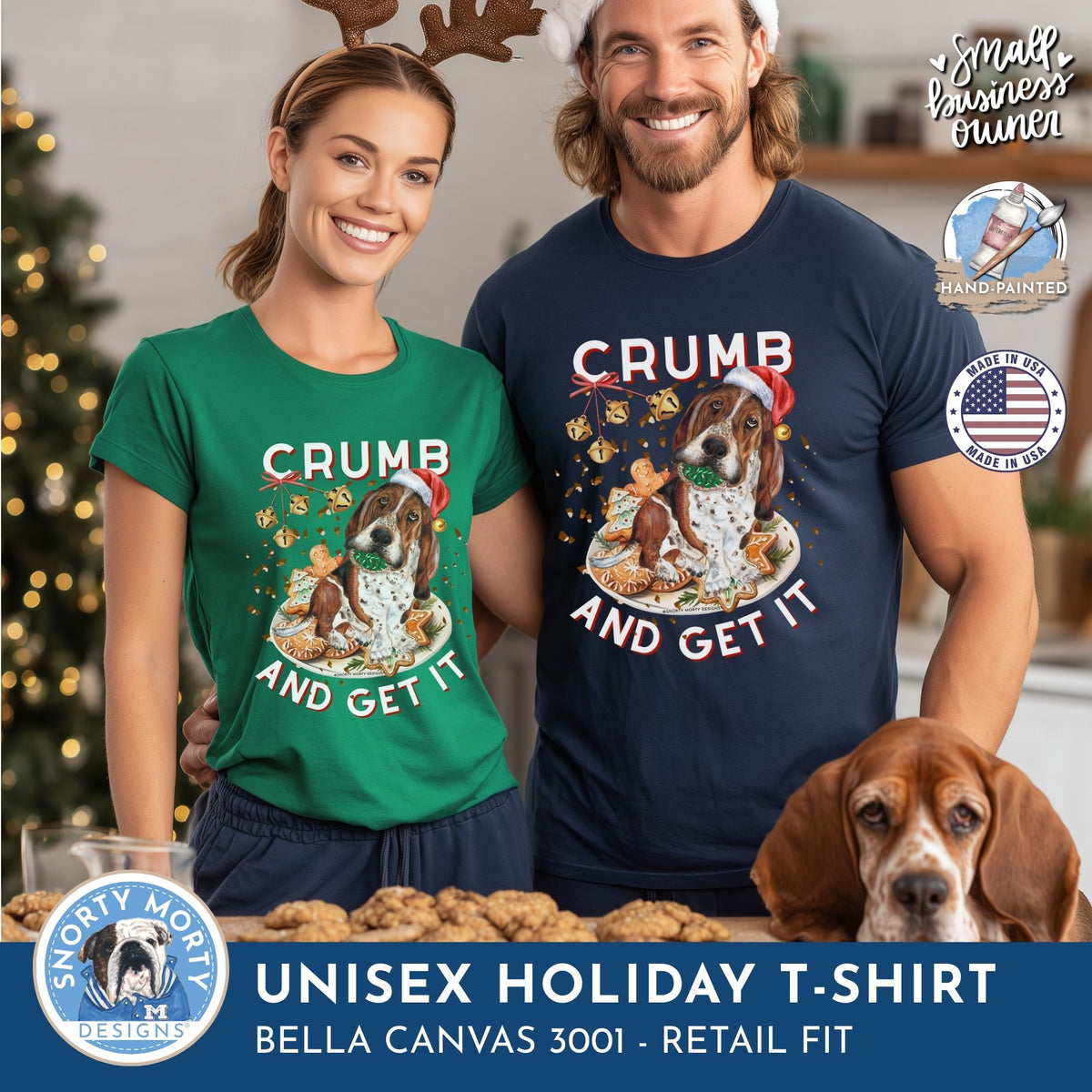 Crumb and Get It – Funny Basset Hound Christmas Cookie Shirt