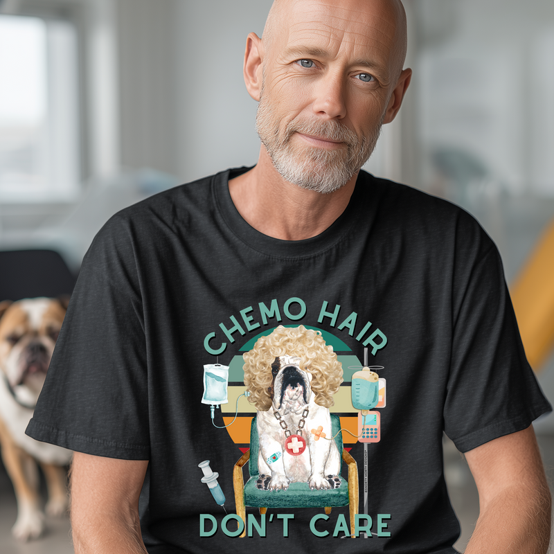 Chemo Hair Don’t Care – Funny Bulldog Cancer Support Shirt