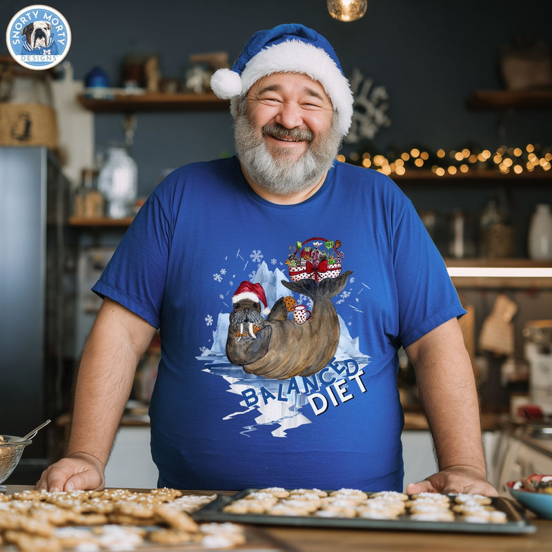 Balanced Diet Walrus Christmas Shirt – Funny Holiday Milk & Cookies Shirt