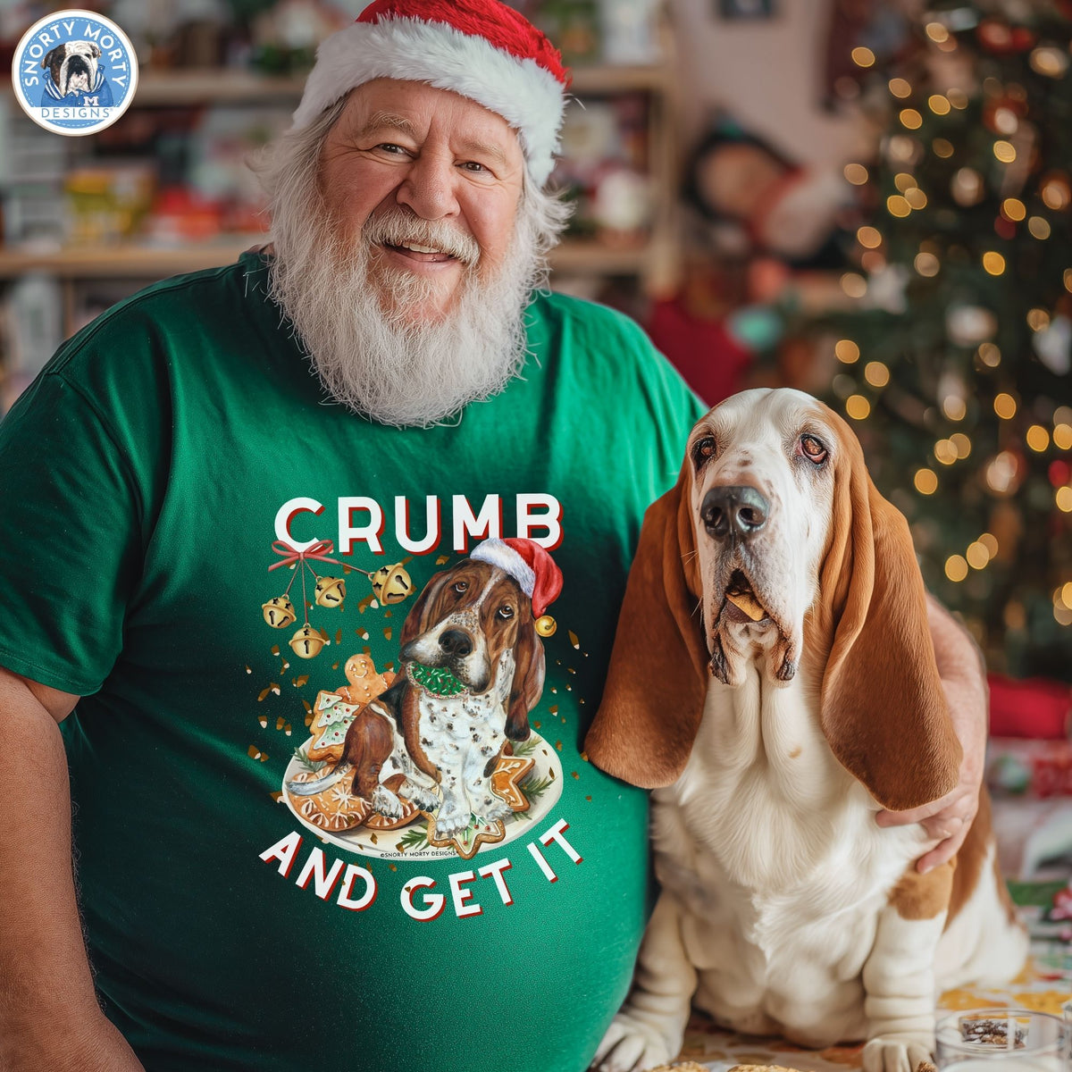 Crumb and Get It – Funny Basset Hound Christmas Cookie Shirt