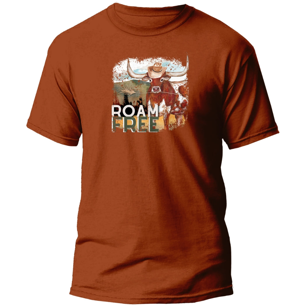 TS-001 Roam Free Longhorn Graphic T-Shirt - Wholesale