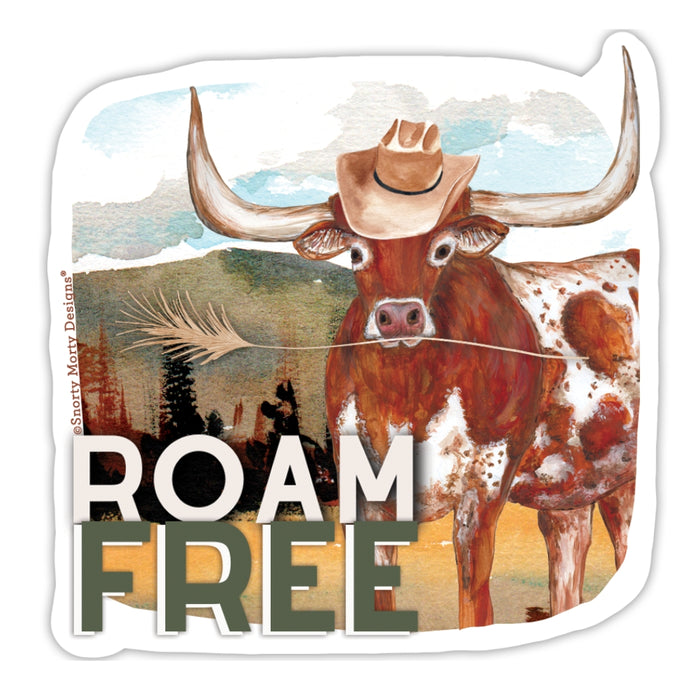 STK-033 Roam Free Longhorn Sticker - Wholesale