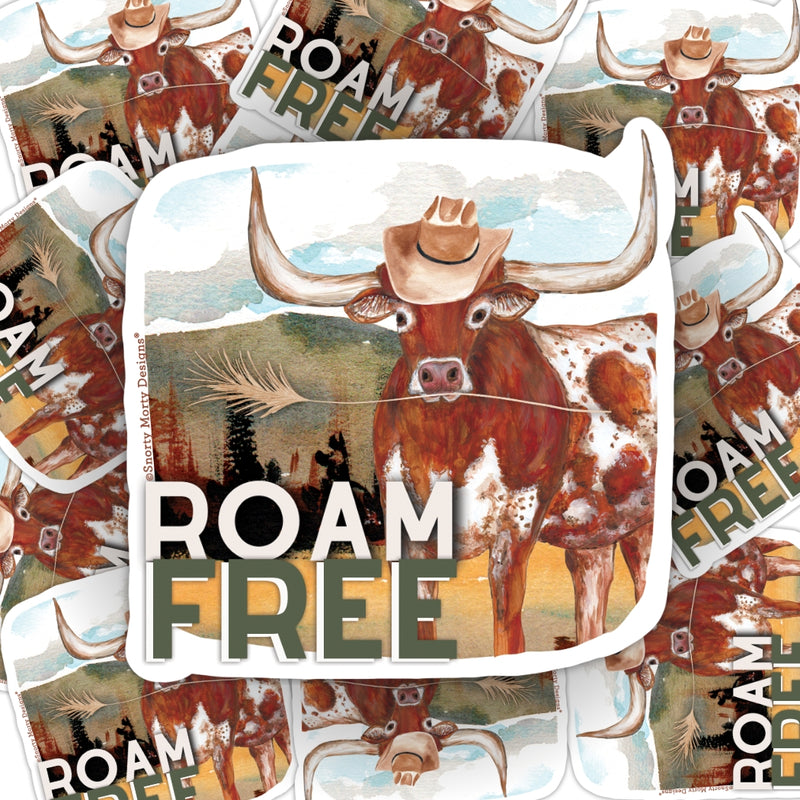 Roam Free Longhorn Sticker