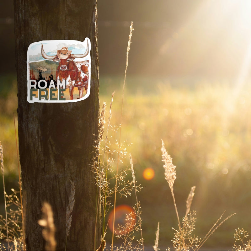 Roam Free Longhorn Sticker