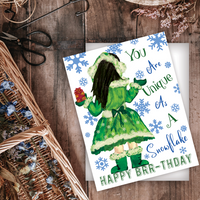 BDAY-016 Seasonal Winter Birthday Girl Card - Wholesale
