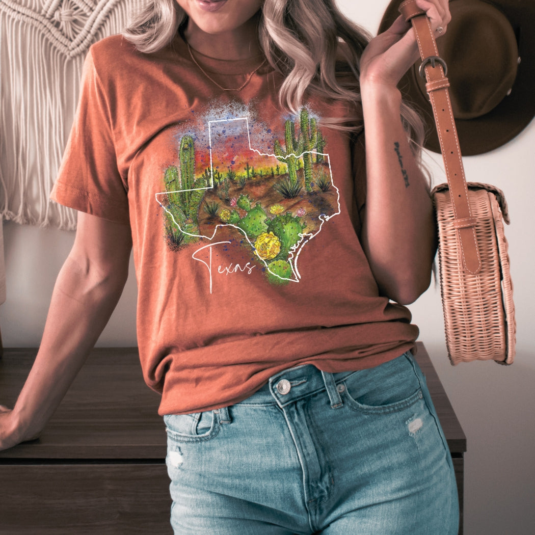 TS-010 Texas Desert Graphic T-Shirt - Wholesale