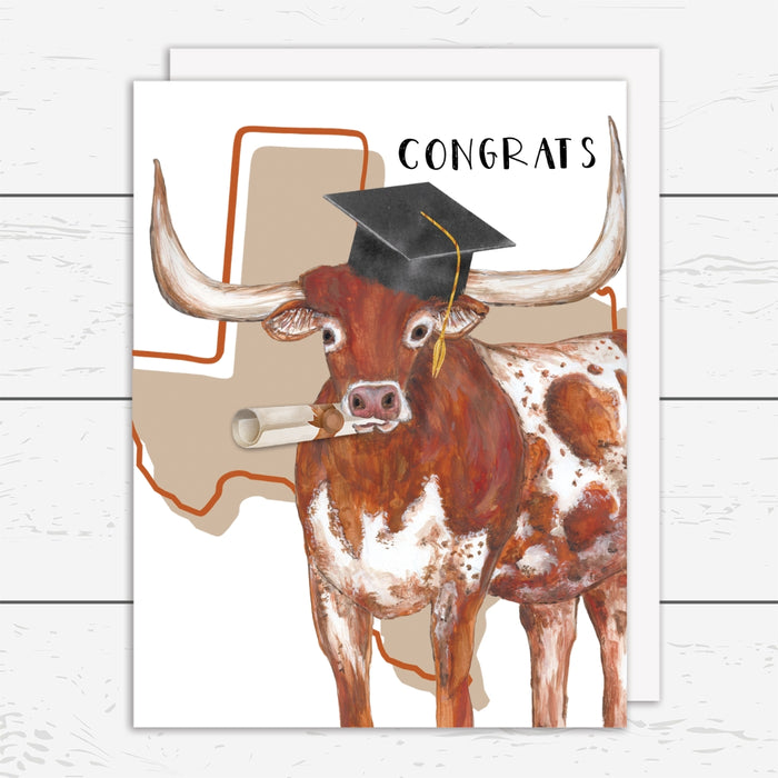 YAY-013 Texas Longhorn Graduation Card - Wholesale