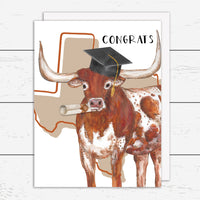 YAY-013 Texas Longhorn Graduation Card - Wholesale