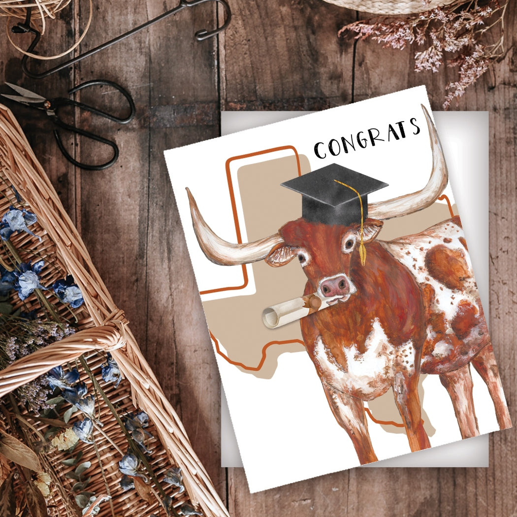 YAY-013 Texas Longhorn Graduation Card - Wholesale