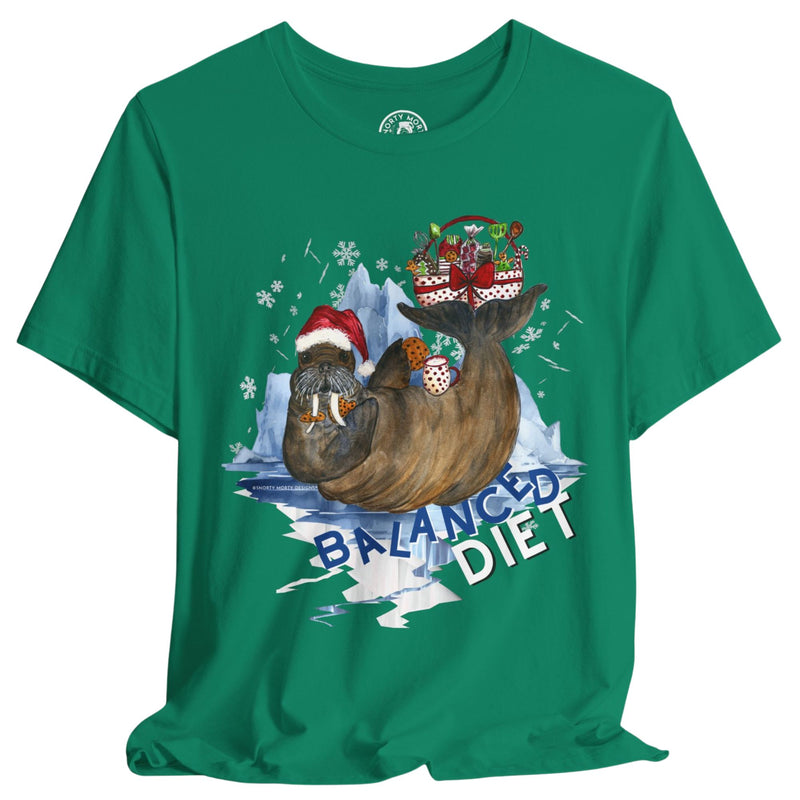 Balanced Diet Walrus Christmas Shirt – Funny Holiday Milk & Cookies Shirt