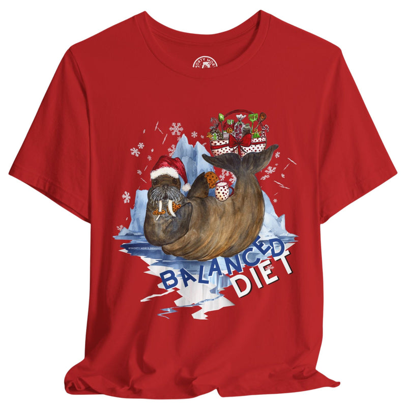 Balanced Diet Walrus Christmas Shirt – Funny Holiday Milk & Cookies Shirt