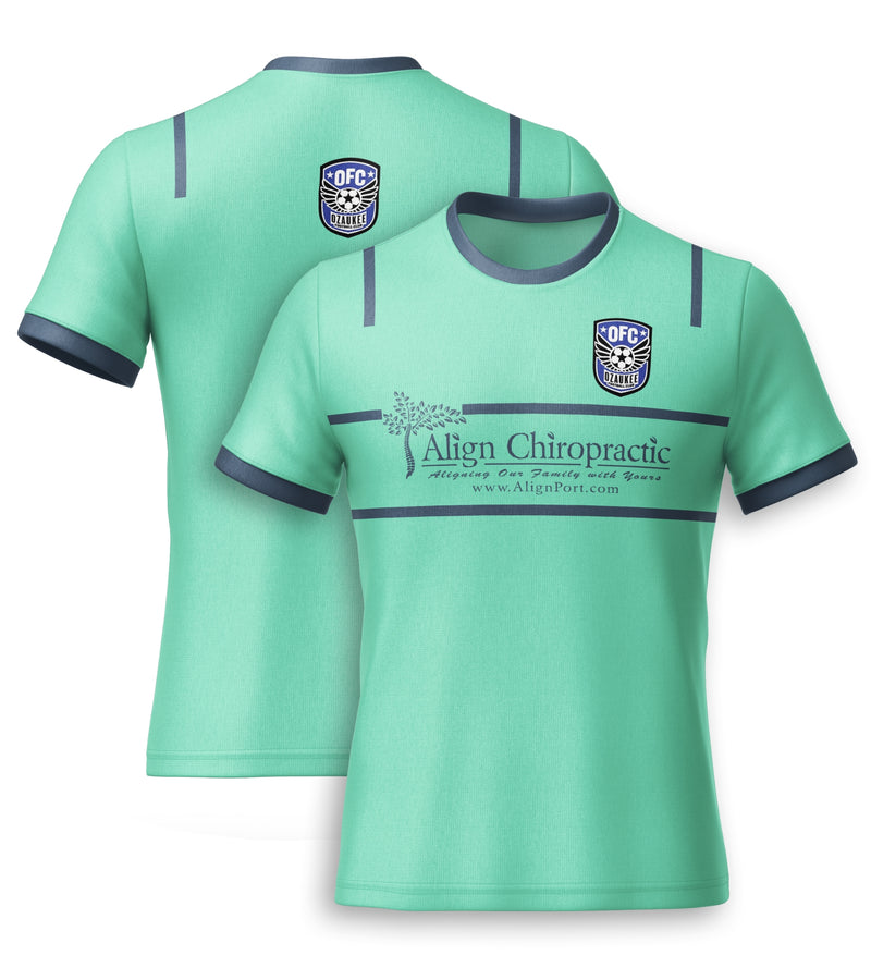 Custom Light Green & Navy Retro Soccer Jersey